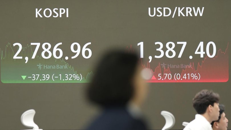 Technology stocks continued to struggle in Asia, with South Korea's tech-heavy KOSPI index falling. (AP PHOTO)