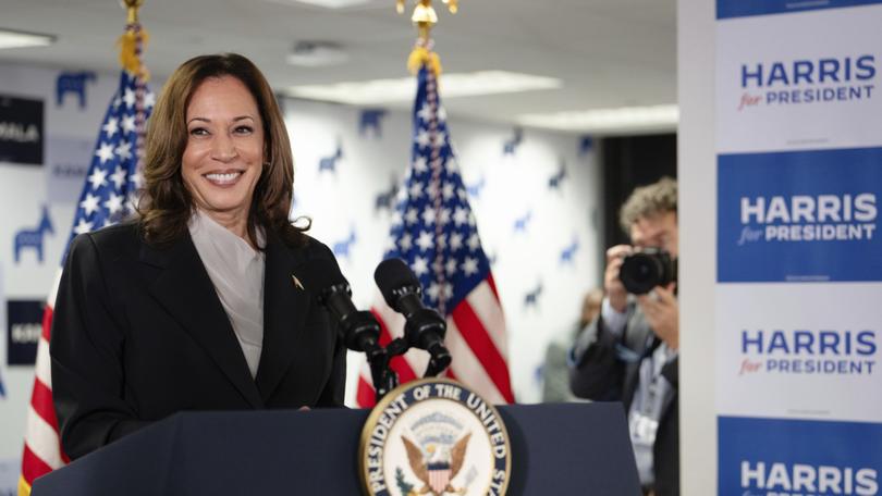 Vice President Kamala Harris speaks at her campaign headquarters in Wilmington, Del., Monday, July 22, 2024. 