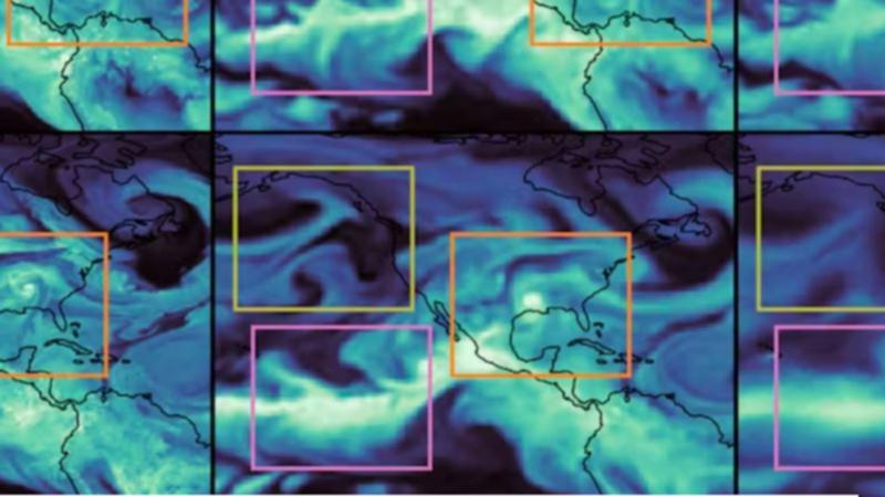 Humidity forecasts over North America and the northeast Pacific Ocean.