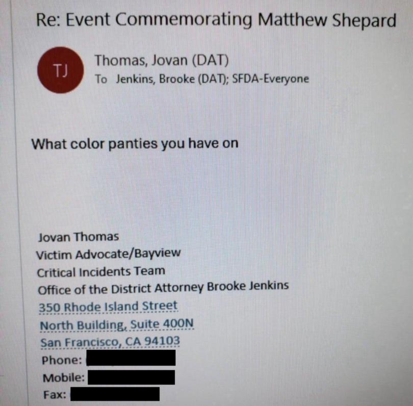 A leaked email of Jovan Thomas’ reply-all message to staff.