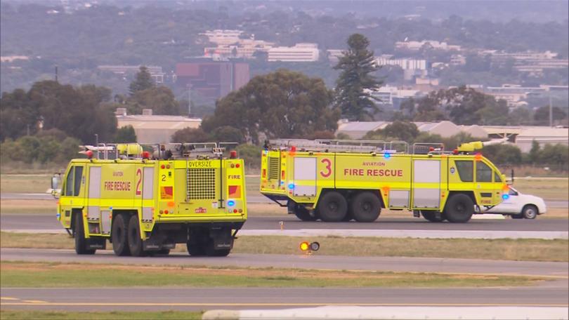 Emergency crews met the aircraft on the tarmac.