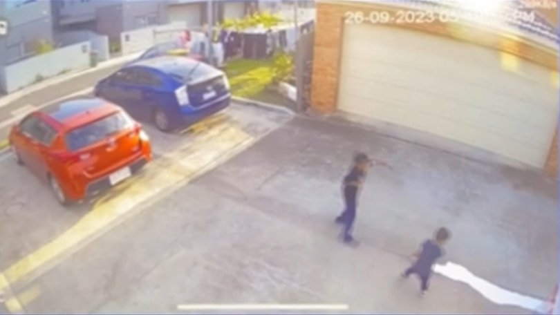 CCTV footage captured the moment the two boys were hit by the car.