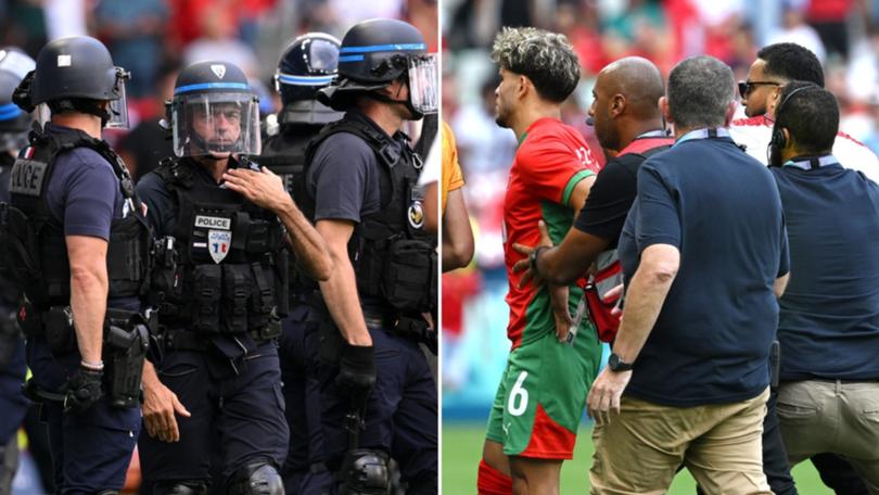 Morocco and Argentina left the field of play, with the match stopped for two hours.