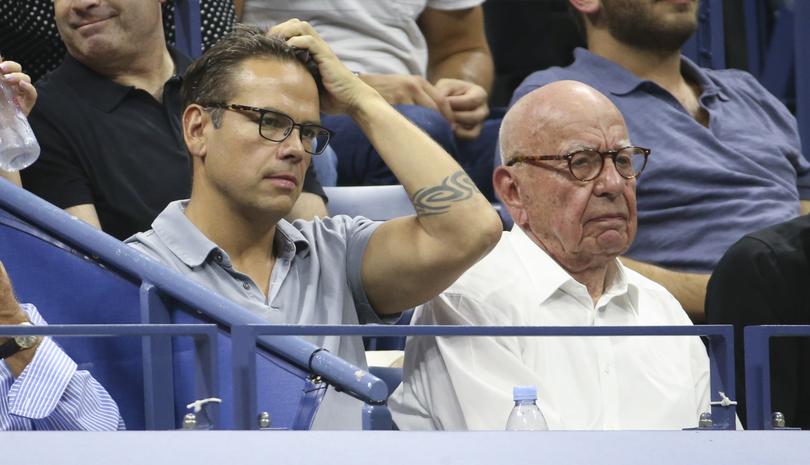 Rupert Murdoch and his son Lachlan Murdoch (left) attend the tennis in 2018.