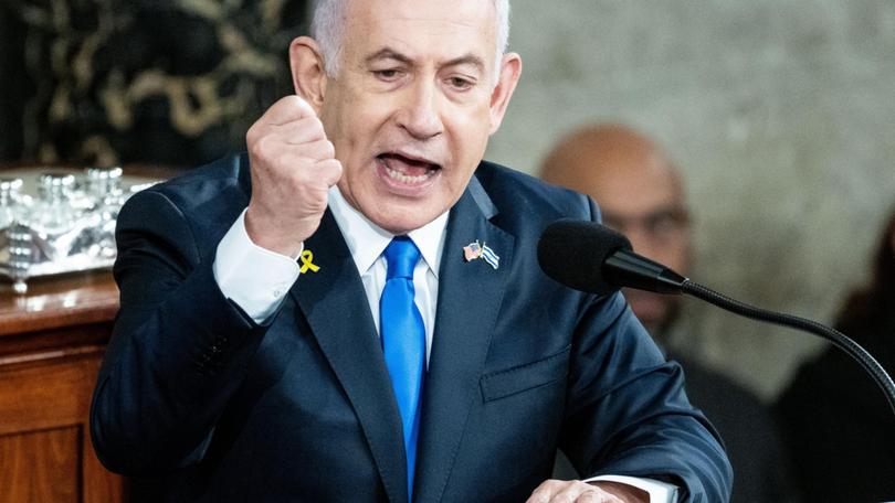 Israeli Prime Minister Benjamin Netanyahu addresses the Joint session of Congress at the US  Capitol. 