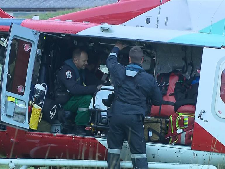 A man in his 70s has been airlifted to hospital after a tree fell onto him at an Adelaide Hills property.