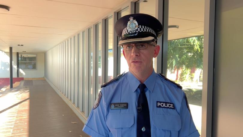 WA Police Steve Thompson holds a press conference on the helicopter crash near Mount Anderson Station in Camballin. The two cattle mustering helicopters collided shortly after take-off and as a result both pilots – a 29-year-old man and a 30-year old man – died of injuries received during the crash.