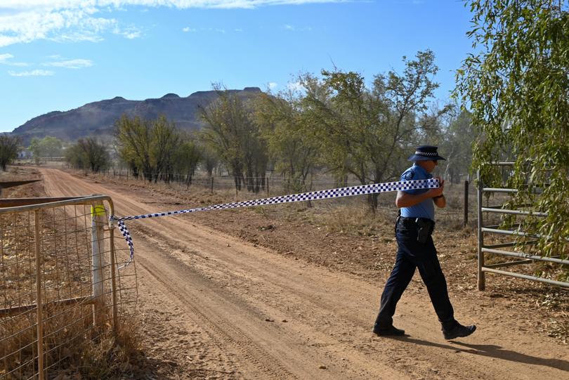 Police officer Simon Hibble responds to the fatal helicopter crash near near Mount Anderson Station in Camballin, Broome. Katya Minns