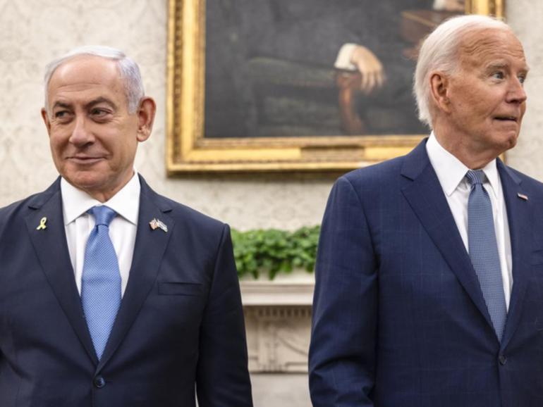 US President Joe Biden pressed Israeli counterpart Benjamin Netanyahu for a Gaza ceasefire. (EPA PHOTO)
