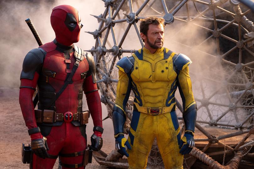 Deadpool & Wolverine: (L-R): Ryan Reynolds as Deadpool/Wade Wilson and Hugh Jackman as Wolverine/Logan in 20th Century Studios/Marvel Studios' DEADPOOL & WOLVERINE. Photo by Jay Maidment. © 2024 20th Century Studios / © and ™ 2024 MARVEL.