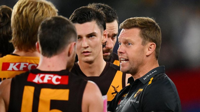 Hawthorn coach Sam Mitchell has been working extra hard to keep his in-form Hawks grounded. (Morgan Hancock/AAP PHOTOS)