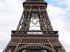 The Olympic rings on the Eiffel Tower, Paris. 