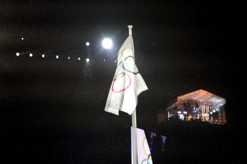 Th Olympic flag went up the pole upside down.