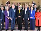 Governor-General Sam Mostyn and Anthony Albanese with newly sworn in members of the Federal ministry.