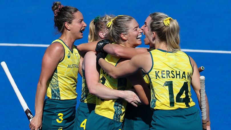 Australia’s Hockeyroos are celebrating a 4-0 belting of Great Britain at the Paris Olympics.
