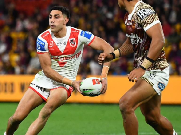 Tyrell Sloan has been rushed back in to wear the Dragons' No.1 after sitting out the Penrith defeat. (Jono Searle/AAP PHOTOS)