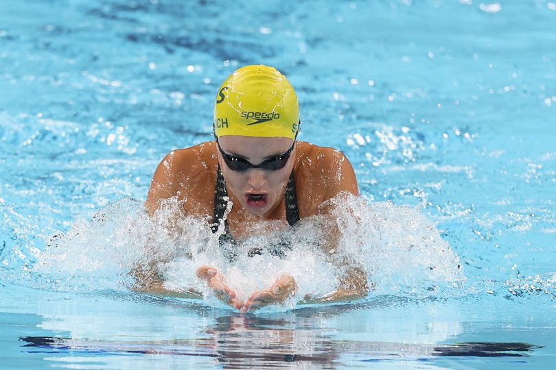 NANTERRE, FRANCE - JULY 28: Jenna Strauch of Team Australia competes in the Women’s 100m Breaststroke Heats on day two of the Olympic Games Paris 2024 at Paris La Defense Arena on July 28, 2024 in Nanterre, France. (Photo by Lintao Zhang/Getty Images)