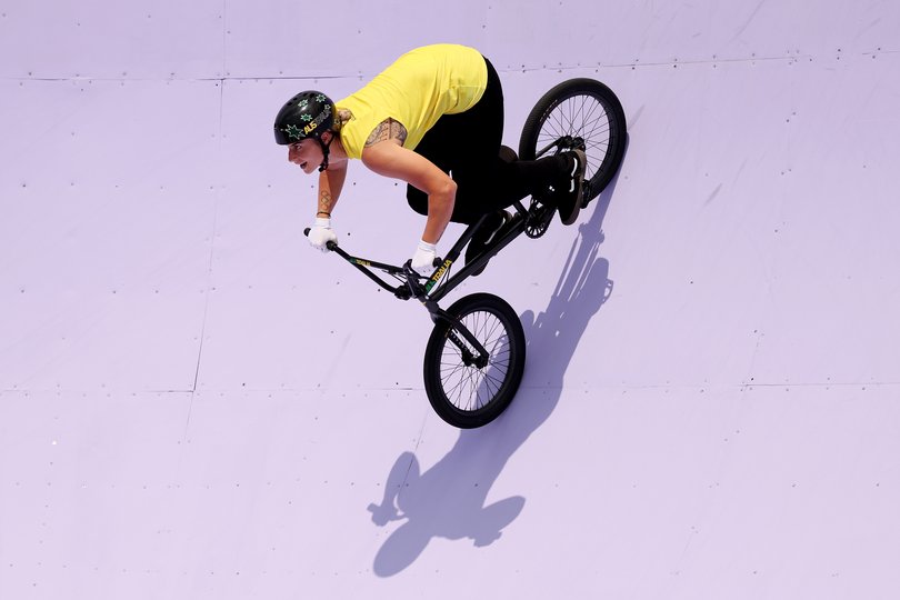 PARIS, FRANCE - JULY 31: Natalya Diehm of Team Australia competes during the BMX Freestyle Women's Park Final on day five of the Olympic Games Paris 2024 at Place de la Concorde on July 31, 2024 in Paris, France. (Photo by Alex Broadway/Getty Images)