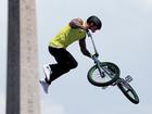 Logan Martin of Team Australia competes during the BMX Freestyle Men's Park Final - Round 1 on day five of the Olympic Games Paris 2024 at Place de la Concorde on July 31, 2024 in Paris, France. 