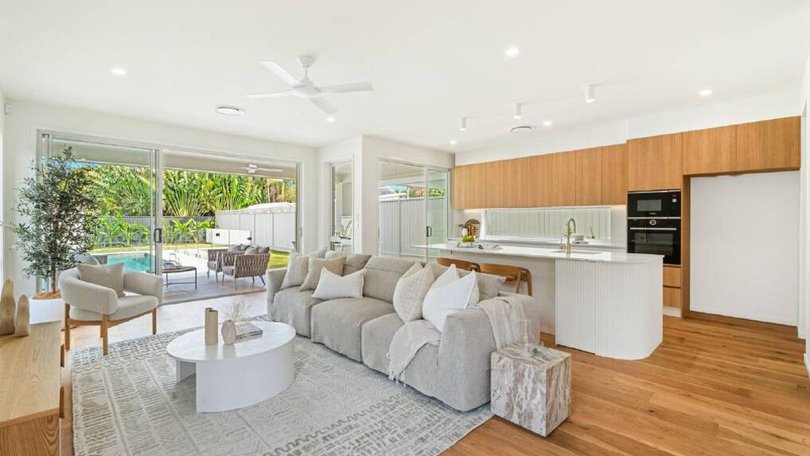 The open-plan kitchen and living area.