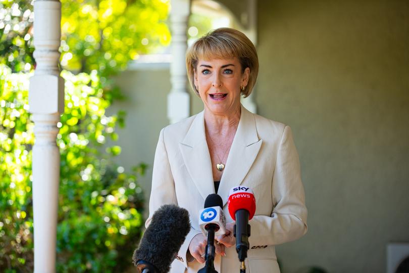 Pictures of Senator Michaelia Cash during a media doorstop discussing today’s unemployment data, in West Perth.
