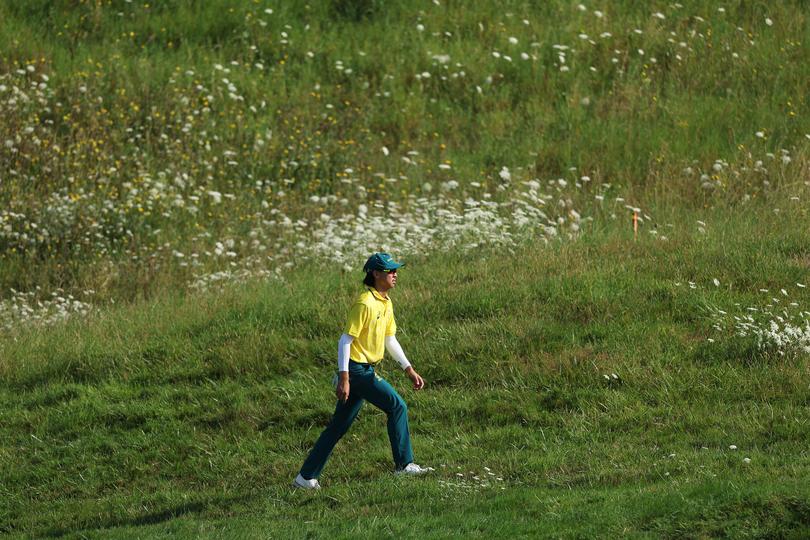 PARIS, FRANCE - AUGUST 01: Min Woo Lee of Team Australia walks on the third hole during Day One of the Men's Individual Stroke Play on day six of the Olympic Games Paris 2024 at Le Golf National on August 01, 2024 in Paris, France. (Photo by Kevin C. Cox/Getty Images)