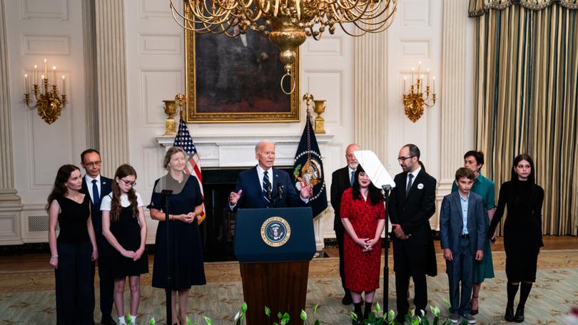 President Biden delivers remarks on the prisoner swap with Russia with several family members of freed hostages in attendance. 