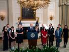 President Biden delivers remarks on the prisoner swap with Russia with several family members of freed hostages in attendance. 