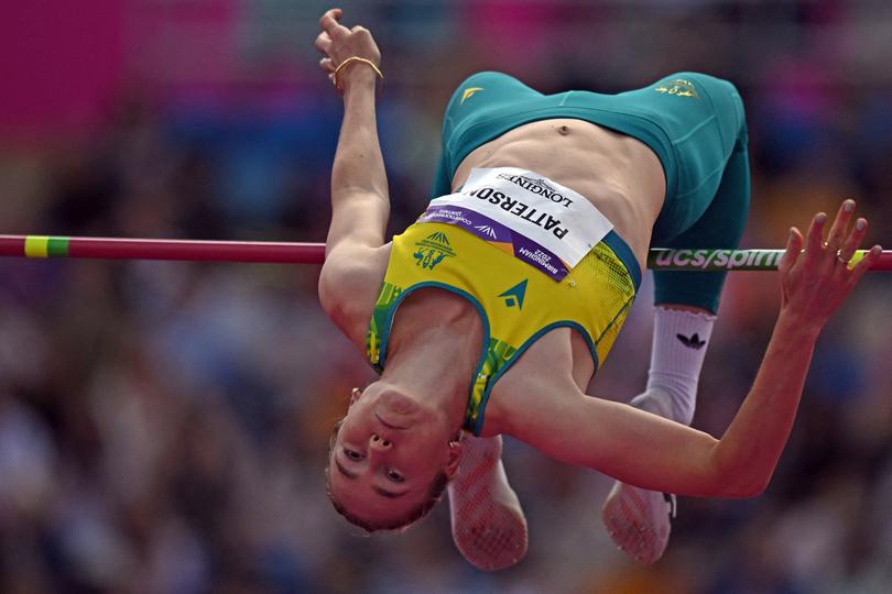 Australia's Eleanor Patterson competes during the women's high jump qualifying rounds athletics event at the Alexander Stadium, in Birmingham on day seven of the Commonwealth Games in Birmingham, central England, on August 4, 2022. (Photo by Ben Stansall / AFP)