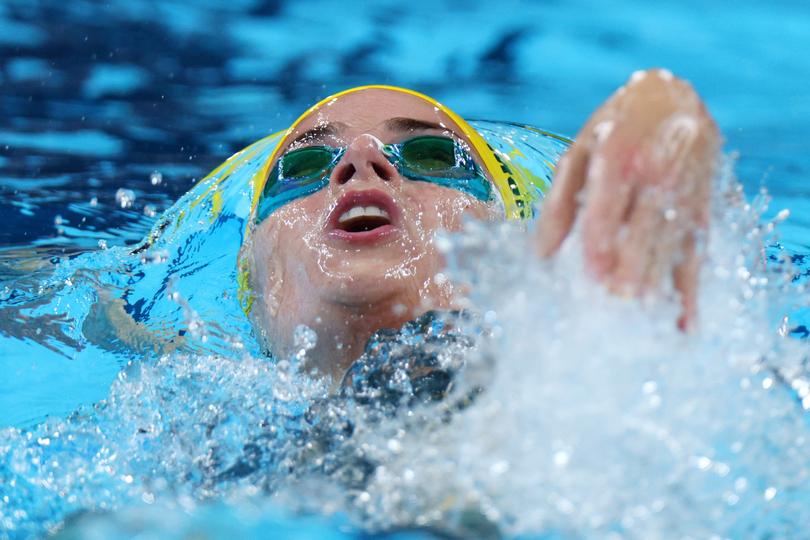 NANTERRE, FRANCE - AUGUST 01: Kaylee McKeown of Team Australia competes in the Women's 200m Backstroke Semifinals on day six of the Olympic Games Paris 2024 at Paris La Defense Arena on August 01, 2024 in Nanterre, France. (Photo by Adam Pretty/Getty Images)