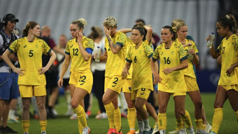 The Matildas were a dejected bunch after a 3-0 belting by Germany in Marseille. (AP PHOTO)