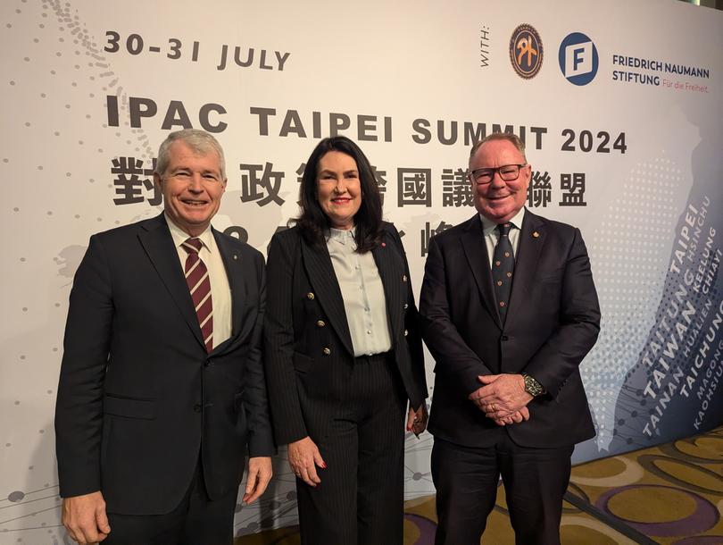 Senator David Fawcett, left, Senator Deborah O'Neill and NSW MP Hugh McDermott in Taiwan.