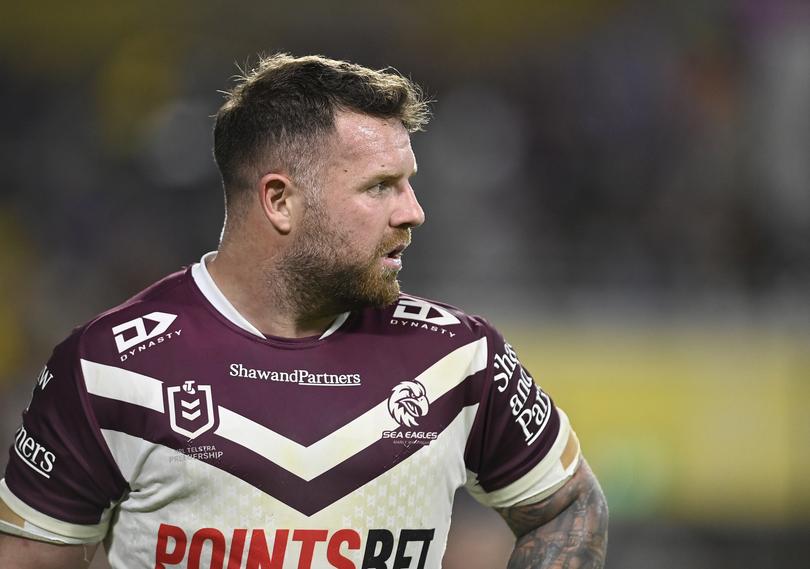 TOWNSVILLE, AUSTRALIA - JULY 06: Nathan Brown of the Sea Eagles looks on during the round 18 NRL match between North Queensland Cowboys and Manly Sea Eagles at Qld Country Bank Stadium, on July 06, 2024, in Townsville, Australia. (Photo by Ian Hitchcock/Getty Images)