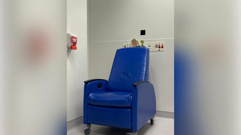 A recliner chair used for patients to spend the night in the emergency department at Sydney’s Royal Prince Alfred Hospital