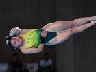 Australian Melissa Wu diving into the 10m platform semi-finals at her record fifth Olympics. 