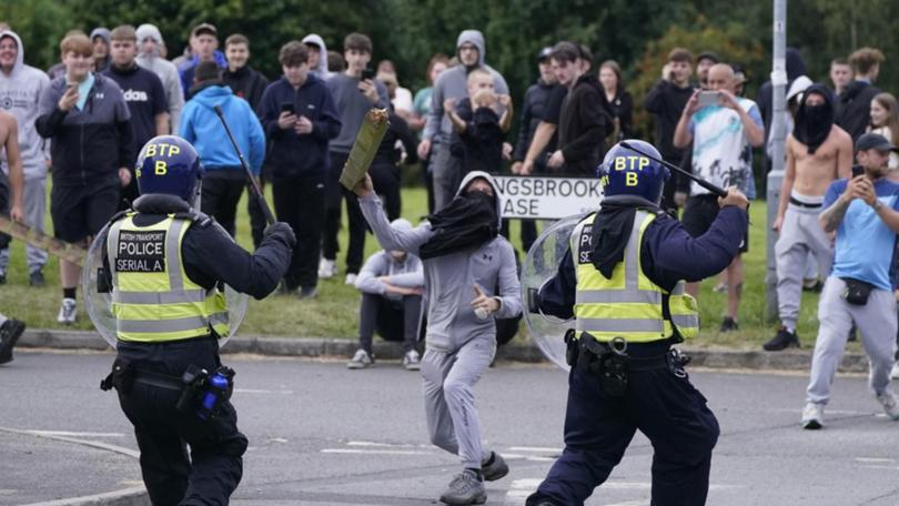 Protesters clashed with police in Rotherham near a hotel that housed asylum seekers.