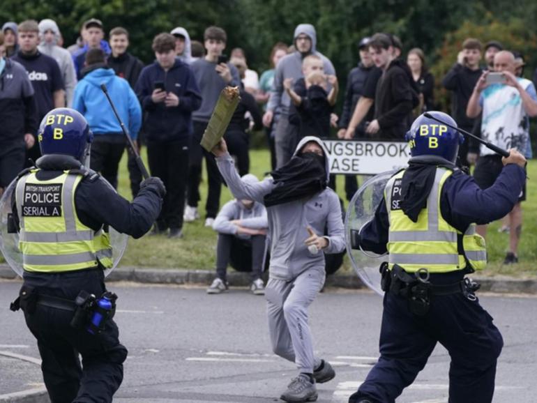 Protesters clashed with police in Rotherham near a hotel that housed asylum seekers.