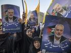 Hundreds of Iranians take part in a protest against the killing of Ismail Haniyeh, the political head of Hamas, in Palestine Square in Tehran.