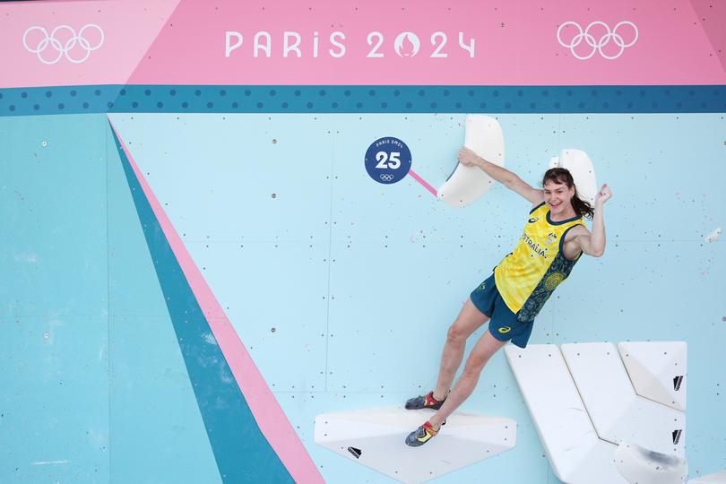 Australia's Oceania Mackenzie during the Women's Boulder & Lead Semifinal at Le Bourget Climbing Venue on the eleventh day of the 2024 Paris Olympic Games in France. Picture date: Tuesday August 6, 2024. (Photo by Peter Byrne/PA Images via Getty Images)