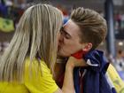 Matthew Glaetzer kisses his wife Nikki after snaring bronze.