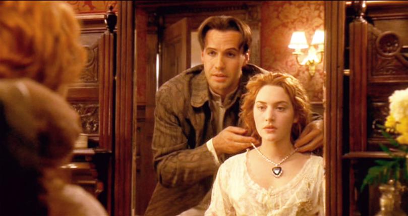 LOS ANGELES - DECEMBER 19: The movie "Titanic", written and directed by James Cameron. Seen here from left, Billy Zane as Caledon 'Cal' Hockley and Kate Winslet as Rose DeWitt Bukater. Initial USA theatrical wide release December 19, 1997. Screen capture. Paramount Pictures. (Photo by CBS via Getty Images)