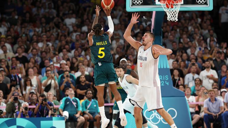 Patty Mills’ match-tying shot over Nikola Jovic.