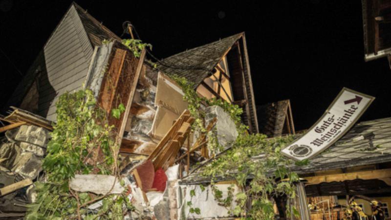 Fourteen people were in the hotel in Kroev when one storey of the hotel in Kroev collapsed. (AP PHOTO)