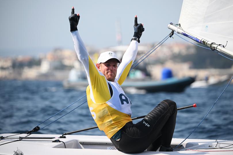 Matt Wearn celebrating his gold medal win.