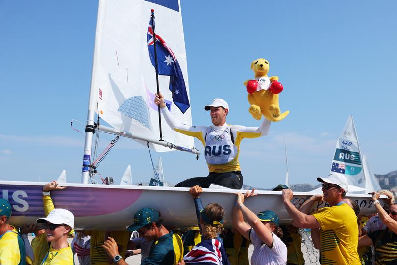 Matt Wearn celebrating his gold medal win.