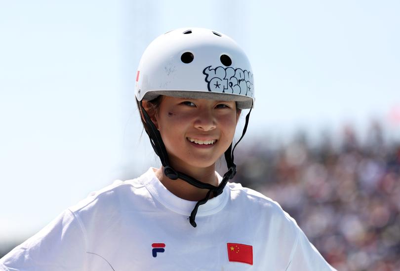 PARIS, FRANCE - AUGUST 06: Haohao Zheng of Team People's Republic of China reacts during the Women's Park Prelims on day eleven of the Olympic Games Paris 2024 at Place de la Concorde on August 06, 2024 in Paris, France. (Photo by Ezra Shaw/Getty Images)