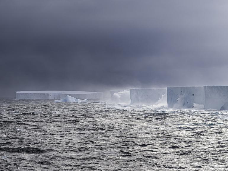 The world’s largest iceberg, named A23a, near Antarctica in April 2024. 