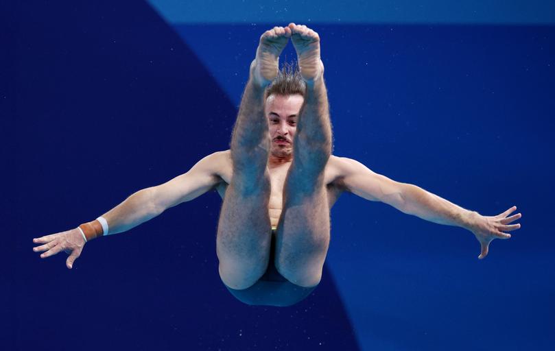 Kurtis Mathews completes his first dive.