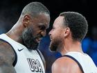 LeBron James and Steph Curry celebrate USA’s win.