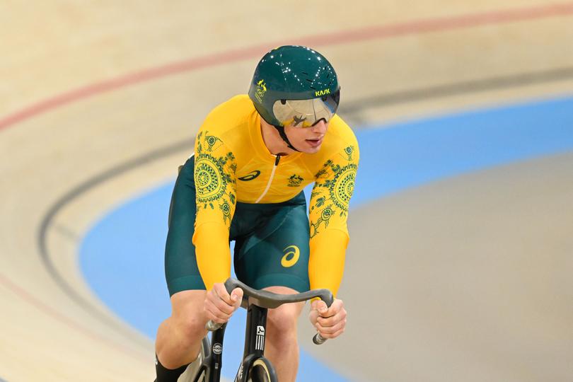 Matthew Richardson ( AUS ), Cycling Track, Men&#39;s Sprint, Quarterfinals during the Olympic Games Paris 2024 on 8 August 2024 at Velodrome National in Saint-Quentin-en-Yvelines, France (Photo by /Sipa USA)